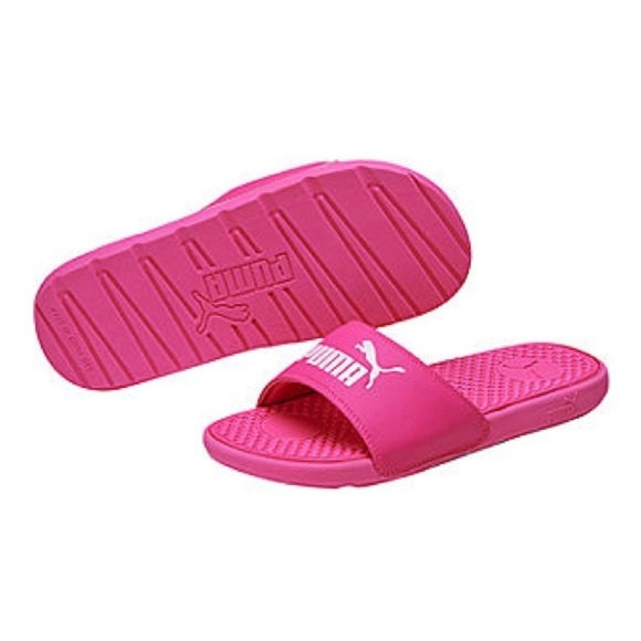 Puma cool cat slide sandals pink and white front cat logo brand new w tag sz 8 - Picture 1 of 3